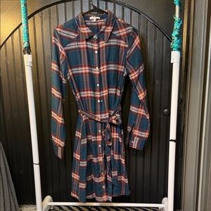 Maurices Multicolor Plaid Long Sleeve Dress